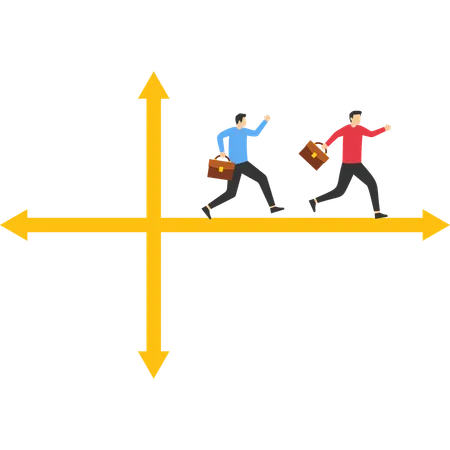 Business team moving in priority direction  Illustration