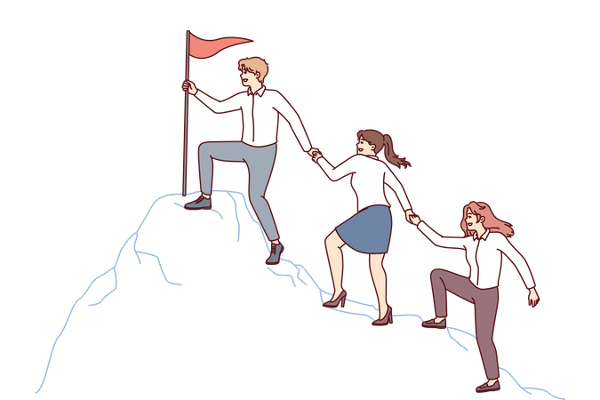 Business team moving together towards success  Illustration