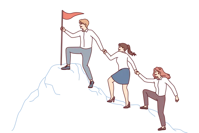 Business team moving together towards success  Illustration