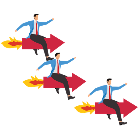 Business team moving towards success road  Illustration