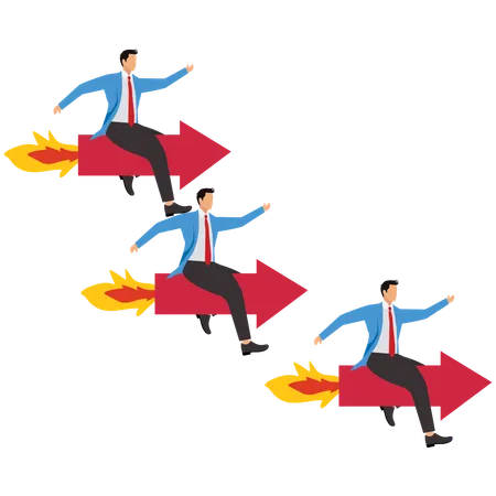 Business team moving towards success road  Illustration