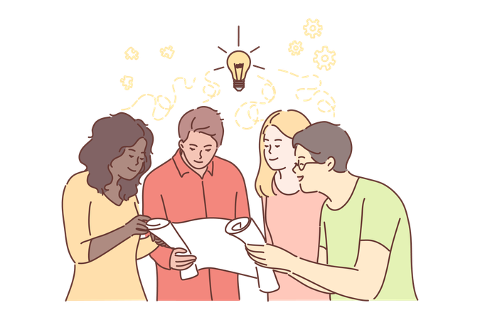 Business team negotiating working in office  Illustration