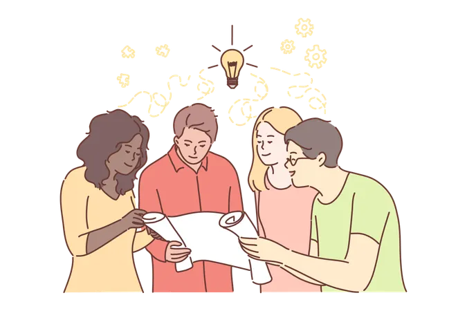 Business team negotiating working in office  Illustration