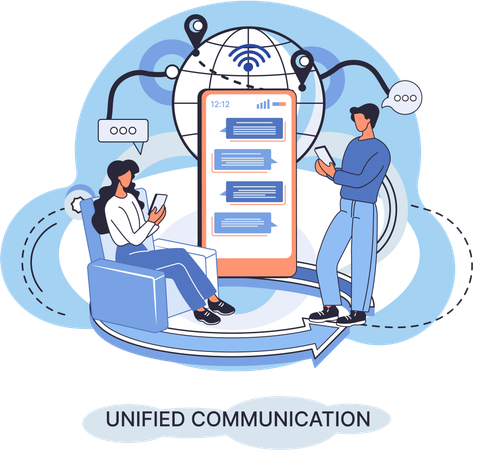 Geschäftsteam nutzt Unified Communications  Illustration