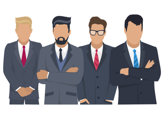 Business team of four businessmen  Illustration