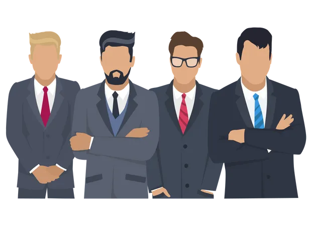 Business team of four businessmen  Illustration