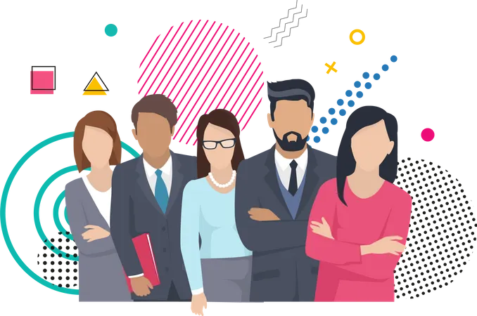Business Team Ready To Work Teamwork Coworkers Characters Communication Team Building And Business Partnership Businessmen People Cooperation Collaboration Office Workers Clerks Standing Together Illustration