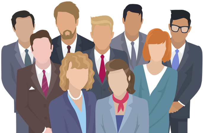 Business team of men and women professionals  Illustration