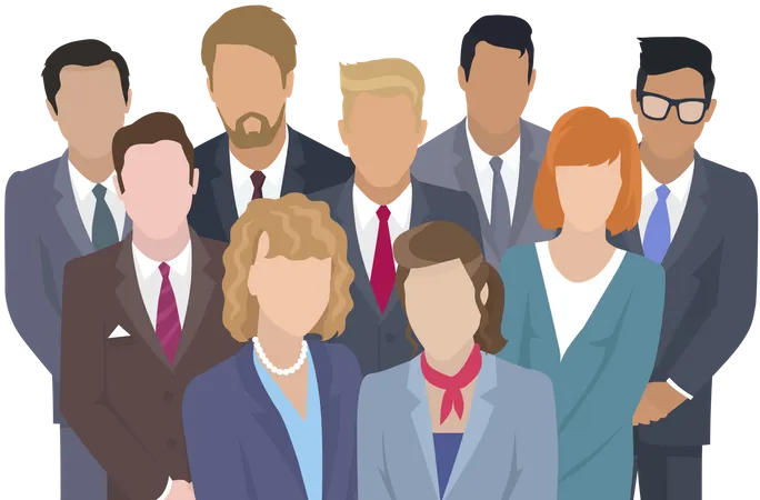 Business team of men and women professionals  Illustration