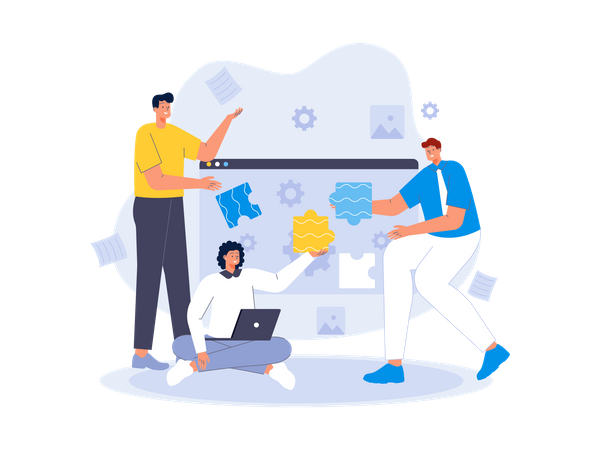 Business team organizing together  Illustration