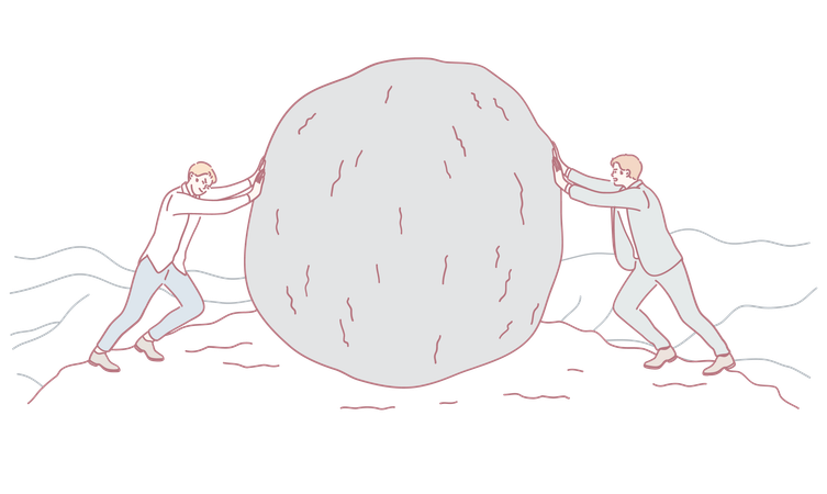 Business team overcoming business challenge  Illustration