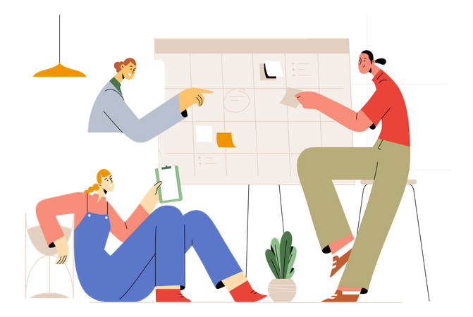 Business team planning together Illustration
