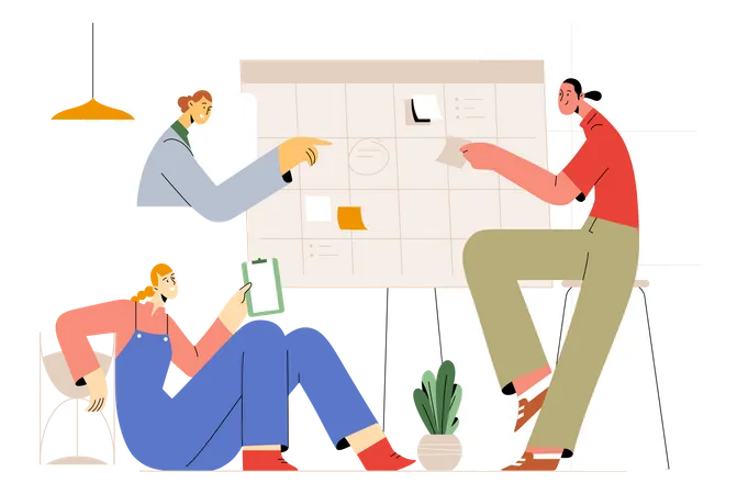 Business team planning together Illustration