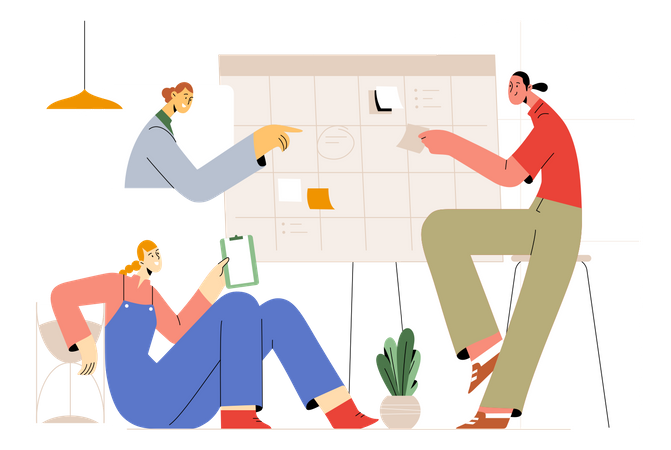 Business team planning together  Illustration