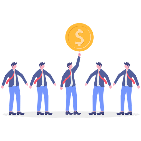 Business team pointing dollar  Illustration