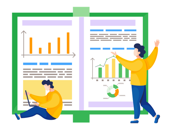 Geschäftsteam präsentiert Analysebericht  Illustration