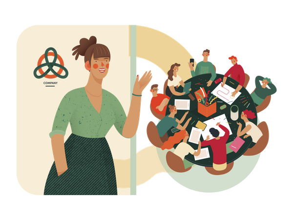 Business team preparing presentation  Illustration
