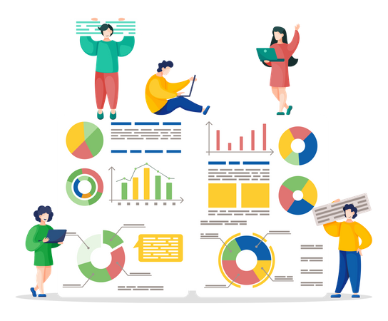 Business team present data statistics  Illustration