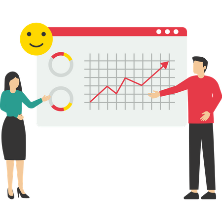 Business team presenting graph  Illustration