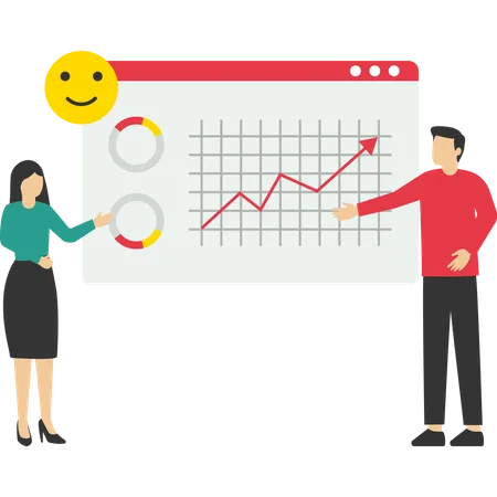 Business team presenting graph  Illustration