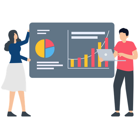 Business team presenting report in Business meeting  Illustration