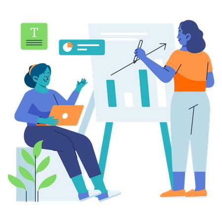 Business team presenting revenue chart  Illustration