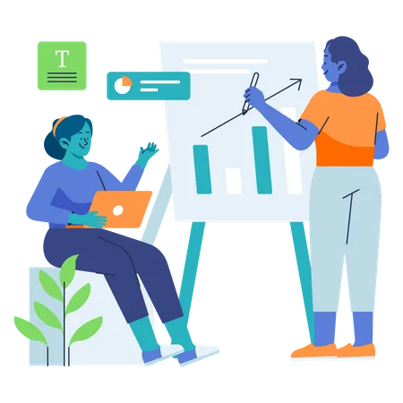 Business team presenting revenue chart  Illustration