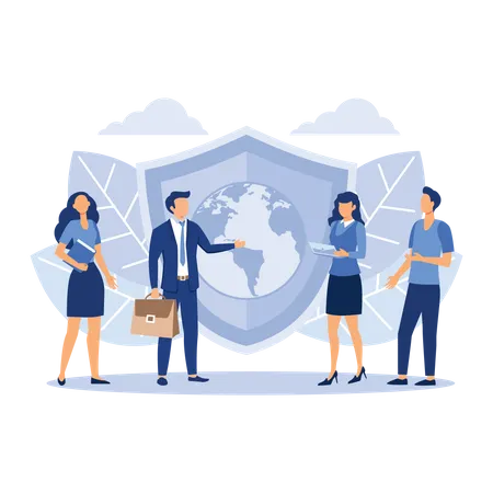 Business team protect earth  Illustration