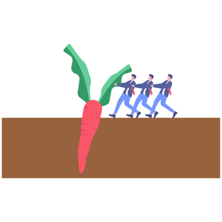 Business team pulling carrot from filed  Illustration