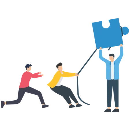 Business team pulling jigsaw piece  Illustration