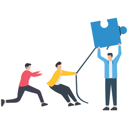 Business team pulling jigsaw piece  Illustration