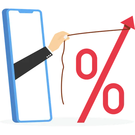 Business team pulling up percentage  Illustration