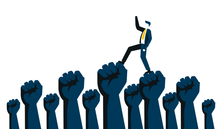 Business team raising hands together  Illustration