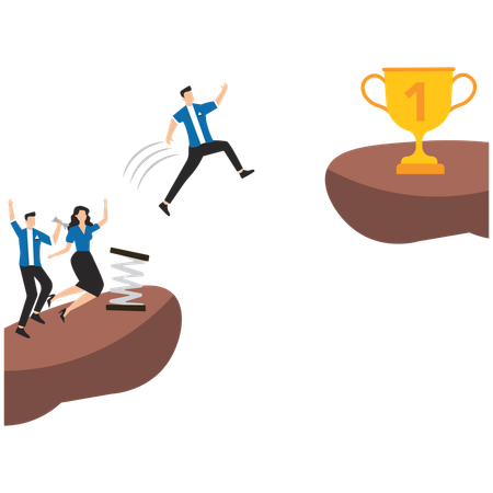 Business team reaching business goal  Illustration