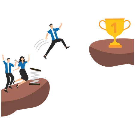 Business team reaching business goal  Illustration