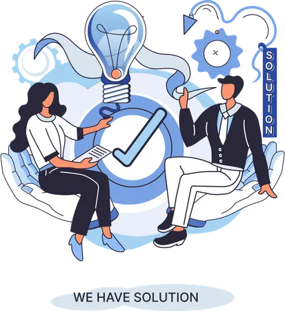 Business team Reaching solution as result of work  Illustration