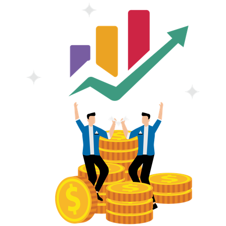 Business team receiving financial goals  Illustration