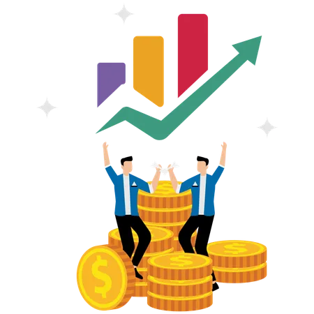 Business team receiving financial goals  Illustration