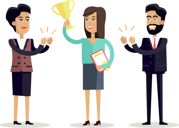 Business team receiving business reward  Illustration