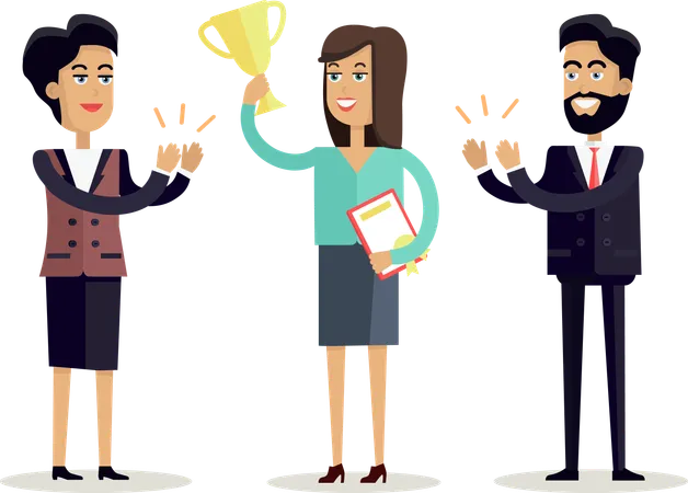 Business team receiving business reward  Illustration