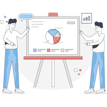 Business team representation business data on presentation board  Illustration