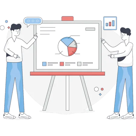 Business team representation business data on presentation board  Illustration