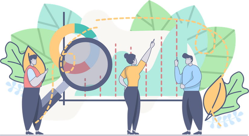 Business team research on business analysis  Illustration