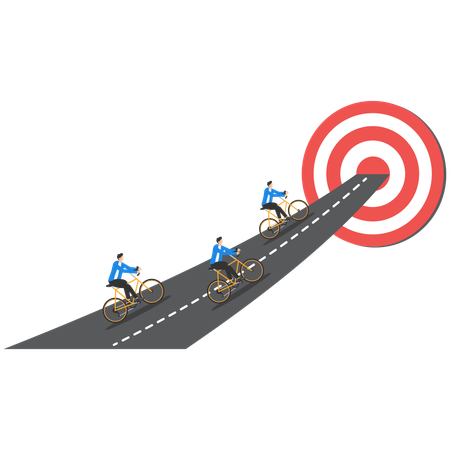 Business team riding cycling for business goal  Illustration