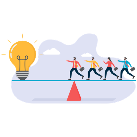 Business team running for new business idea  Illustration