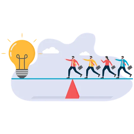 Business team running for new business idea  Illustration