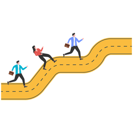 Business team running on business path  Illustration