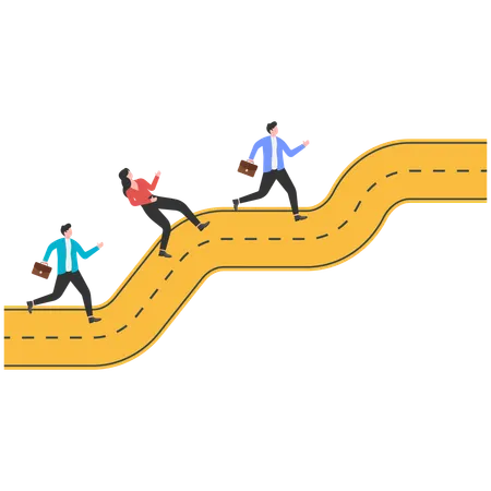 Business team running on business path  Illustration