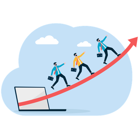 Business team runs toward goal achievement  Illustration