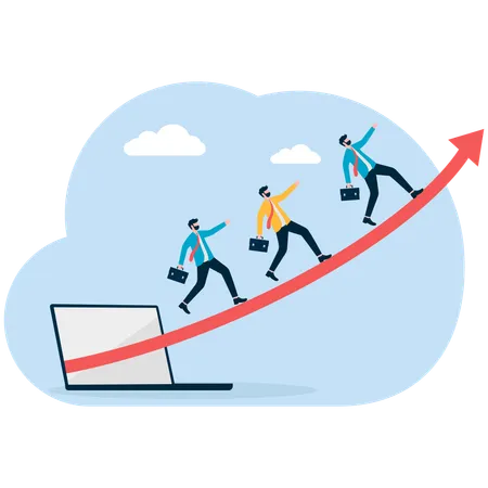 Business team runs toward goal achievement  Illustration